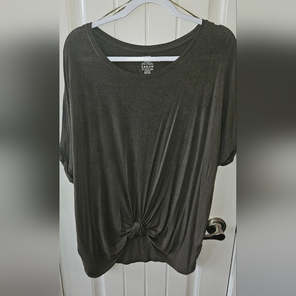 Black Relaxed Tie Front T-Shirt